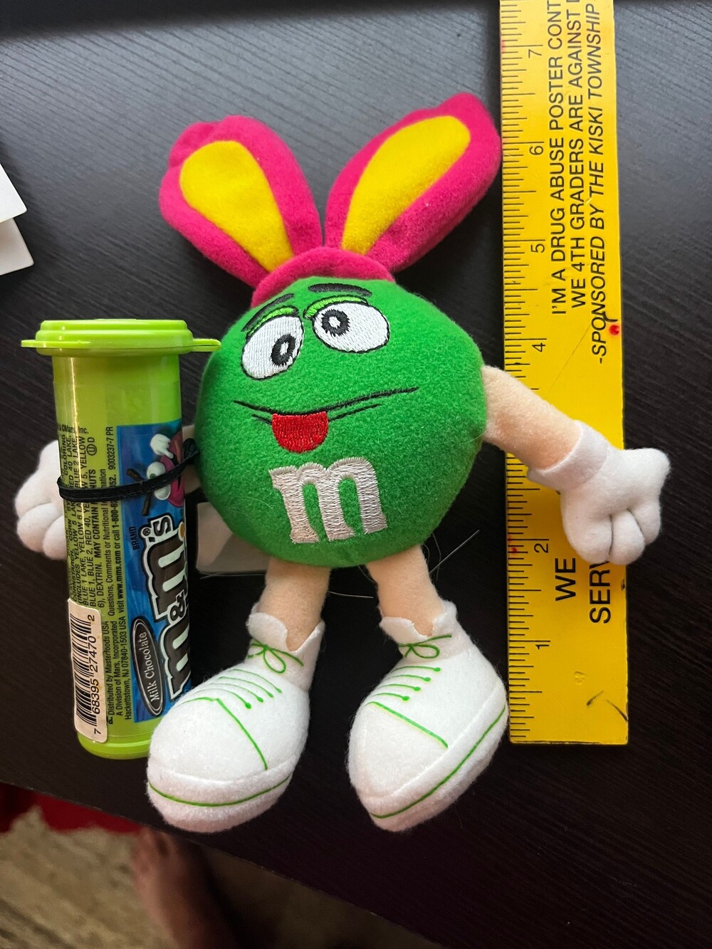 M&M's; Green,blue,purple,pink or orange Plush Toy 7 Inch Bunny Ears and Candy Tu